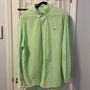 Vineyardrd Vines men’s Oxford shirt, white and green checkered, sz. XL, preowned